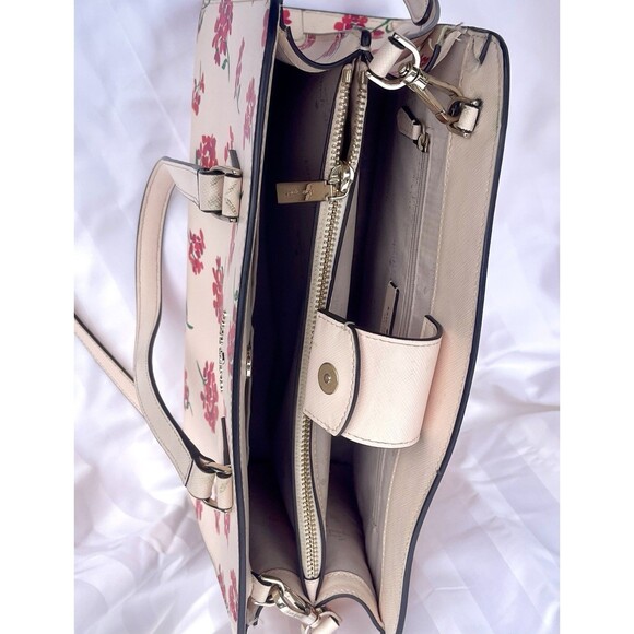 Kate Spade New York Perry Floral Medium Satchel Chalk Pink - Picture 15 of 16